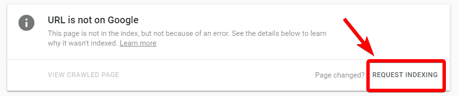 Google Search Console - Request Indexing