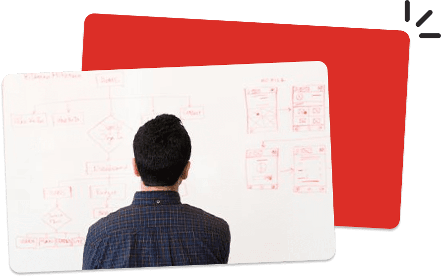 Man looking at engagement plan on whiteboard | Email & Marketing Automation Services | Improve & Grow