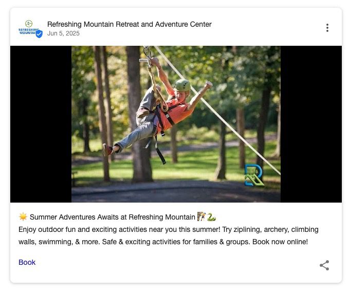 Stand Out on Google Maps: How Retreat Centers & Camps Turn Searches into Bookings RM GBP Post Example