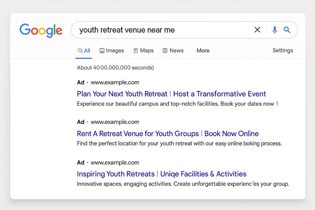 Youth Retreat Venue Google Ads image