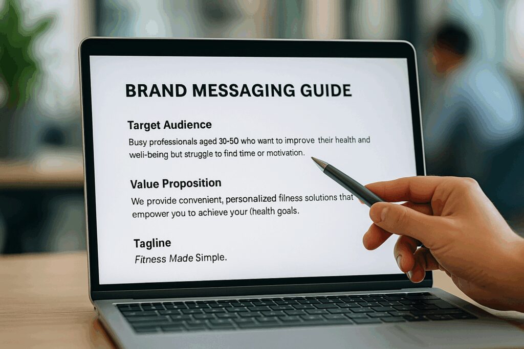 Brand Messaging Guide Image on a Laptop