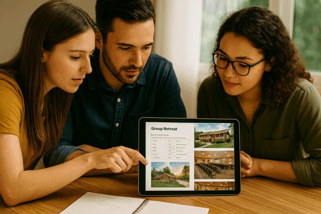 Group Reviewing Retreat Website Together