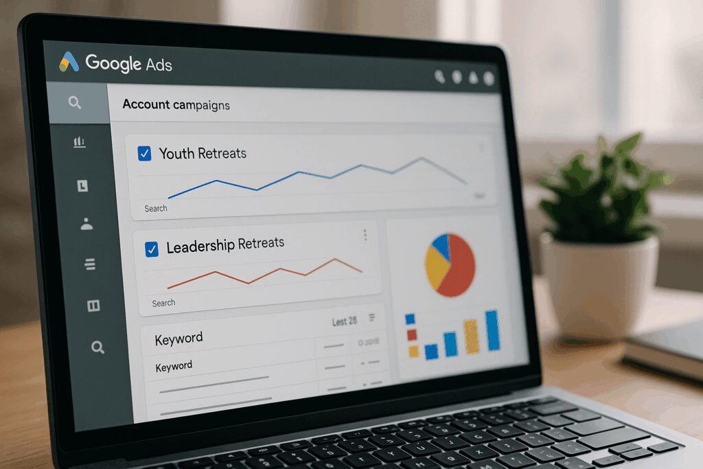 How Retreat Centers & Camps Can Activate Search Campaigns to Attract More Groups Retreat Center Campaigns in Google Ads Platform Screen