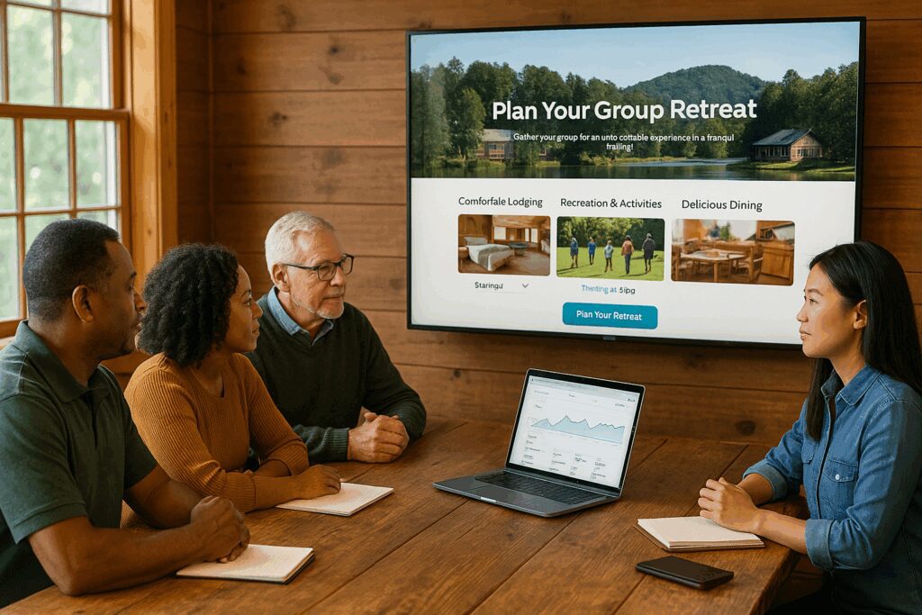 Retreat Center Staff Reviewing the Retreat Center Website