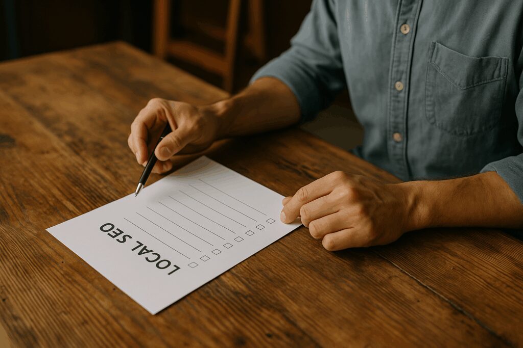 Retreat Marketing Manager Reviewing Local SEO Checklist