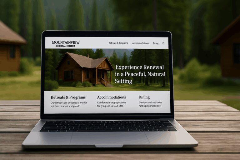 Retreat Website Page on a Laptop Screen