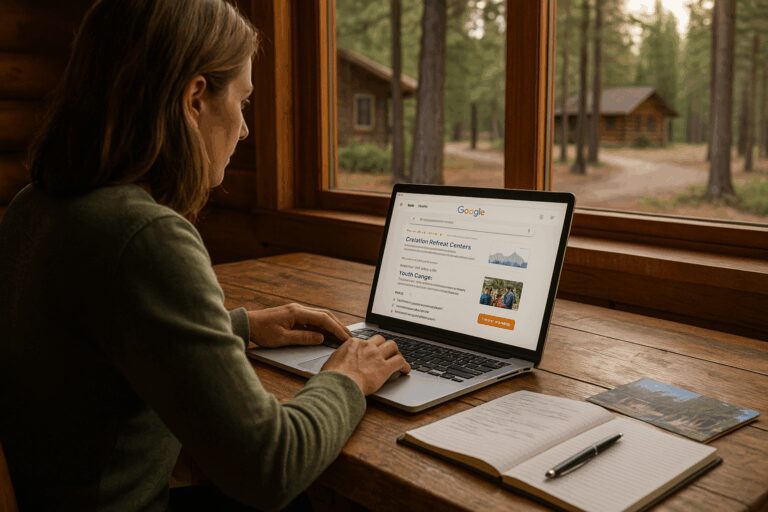 Women's Ministry Leader Using Google to Search for a Retreat Venue