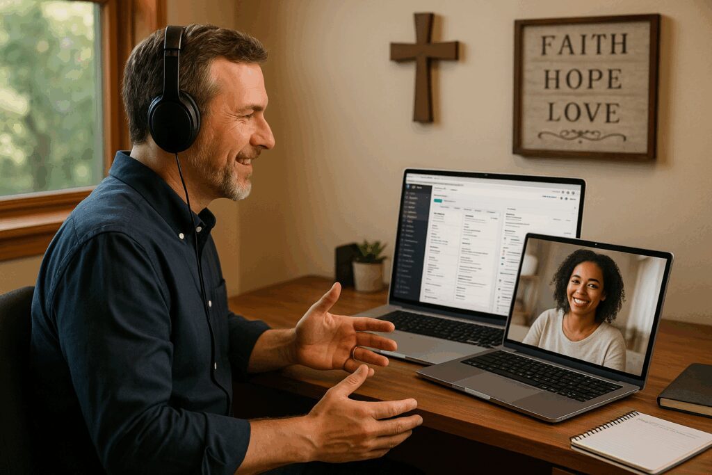 Adult Ministries Pastor Meeting with Retreat Center Staff to Plan a Family Retreat