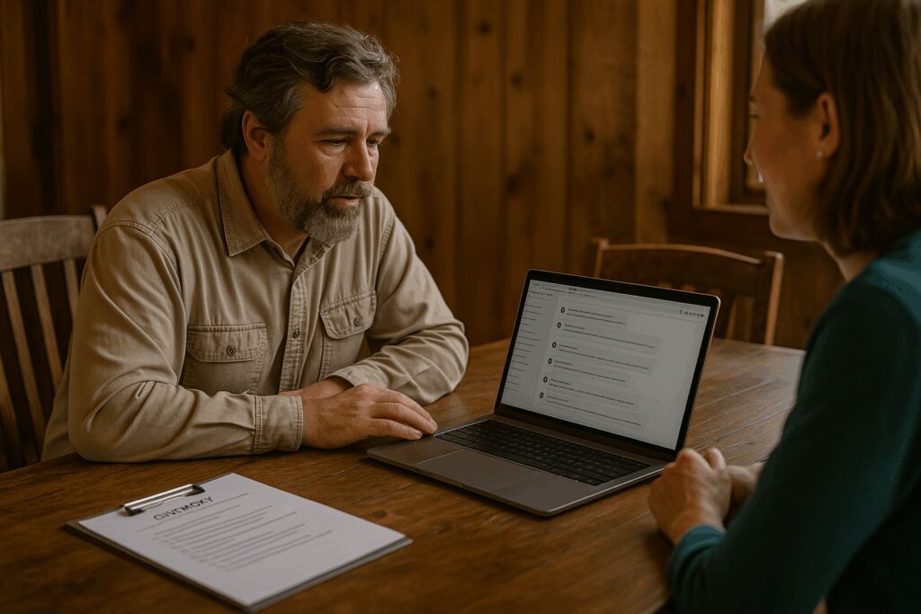 Camp Director and Camp Sales Staff Reviewing AI agent conversations