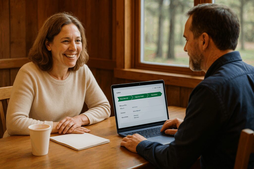 Camp Director and Retreat Sales Coordinator Reviewing the Status of the Retreat Sales Pipeline