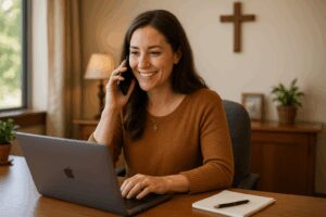 Female Ministry Leader Calling a Retreat Center
