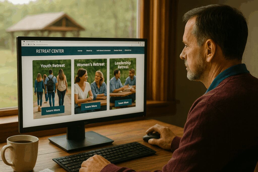 Ministry Leader Reviewing Retreat Center Website