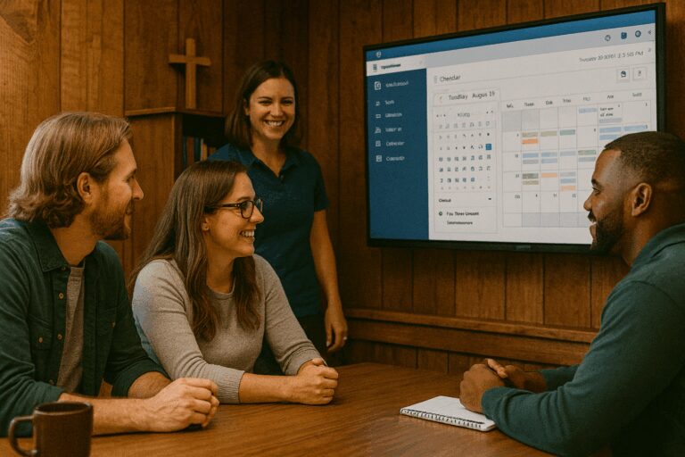 Retreat Center Staff Reviewing Retreat Booking Calendar