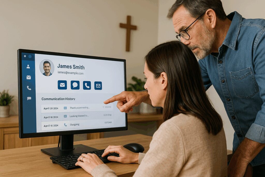 How Unified Lead Communications Can Transform Retreat & Camp Outreach Retreat Director and Sales Coordinator Reviewing Contact Communications