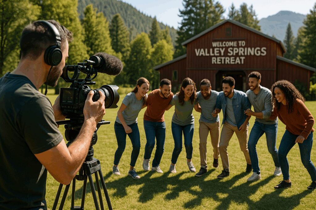 Accelerate Your Impact: Scale Your Camp Outreach and Deepen Retreat Guest Engagement Camp Videographer Filming a Retreat Group for a Promo Video Ad