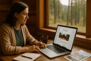 Retreat Marketing Manager Preparing to Send an Email Blast