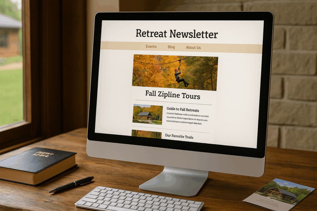Stay Connected & Top-of-Mind: How Retreat Centers & Camps Use Email & SMS Marketing Campaigns to Drive Engagement Screenshot of a Retreat Center Newsletter