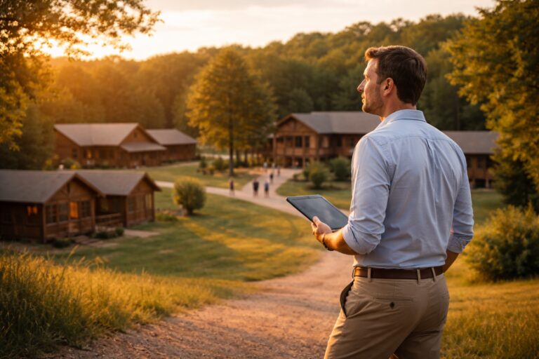 Camp Director Surveying Camp & Considering Sales & Marketing Strategy