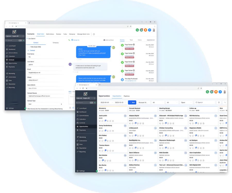 Automated CRM dashboard showing lead capture and track every lead in one place