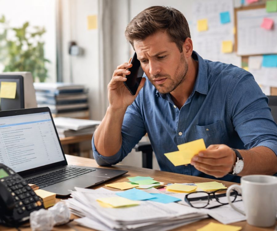 Small business owner overwhelmed managing leads without a CRM