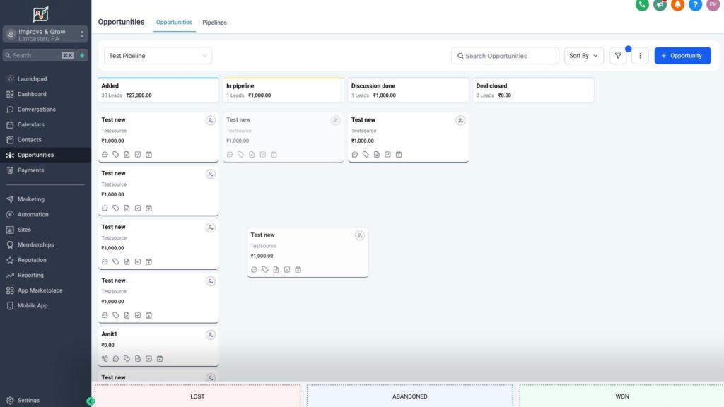  Sales Pipeline Management in LeadHub CRM
