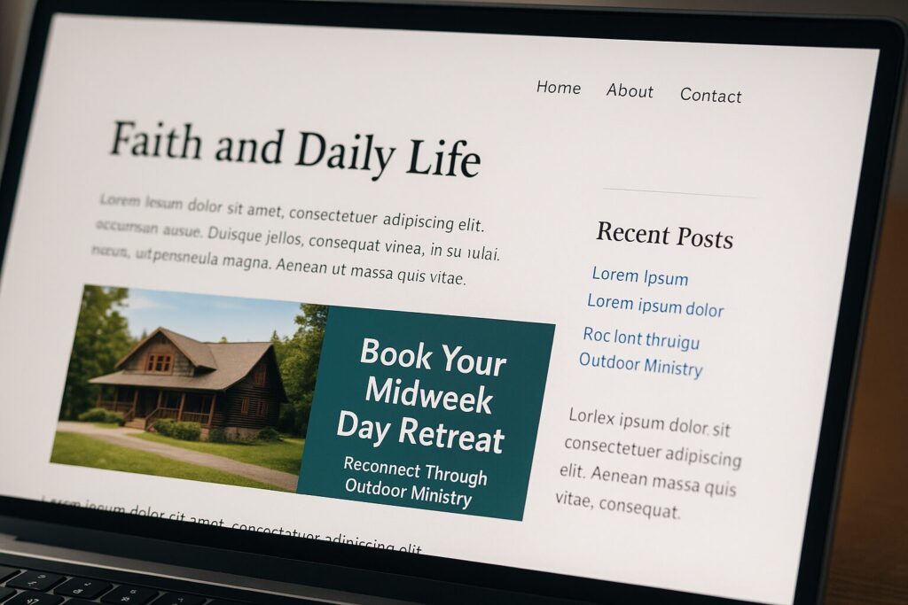 Example of a Retreat Promo Display Ad Running on a Faith Blog Site via Google Ads