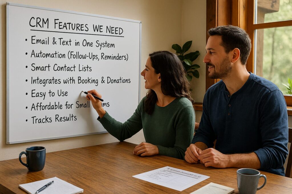 Retreat Center Staff Brainstorming CRM Marketing Campaign Requirements