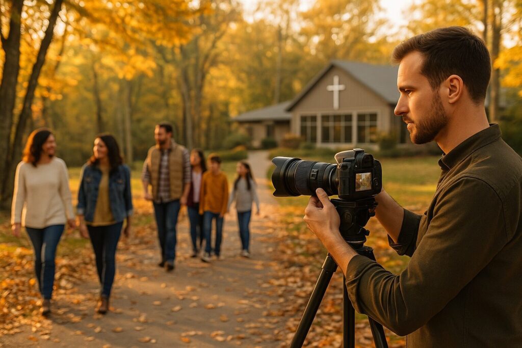 Retreat Center Videographer Preparing to Shoot Video for an Ad Campaign