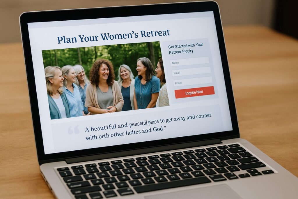 Womens Retreat Landing Page on Screen