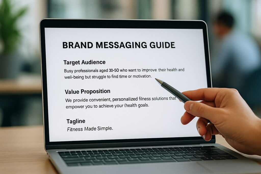 Brand Messaging Guide Image on a Laptop