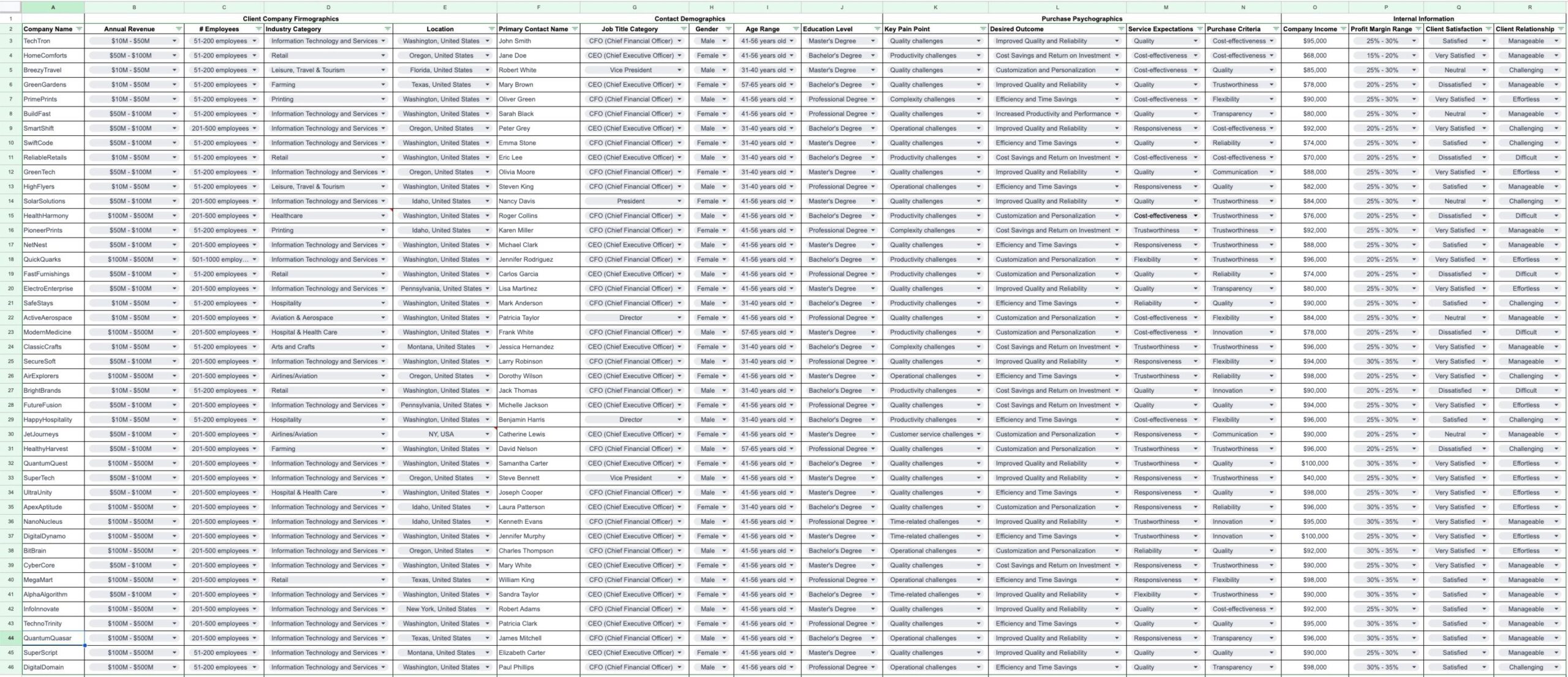 Ideal Client Profile - Client Data Example