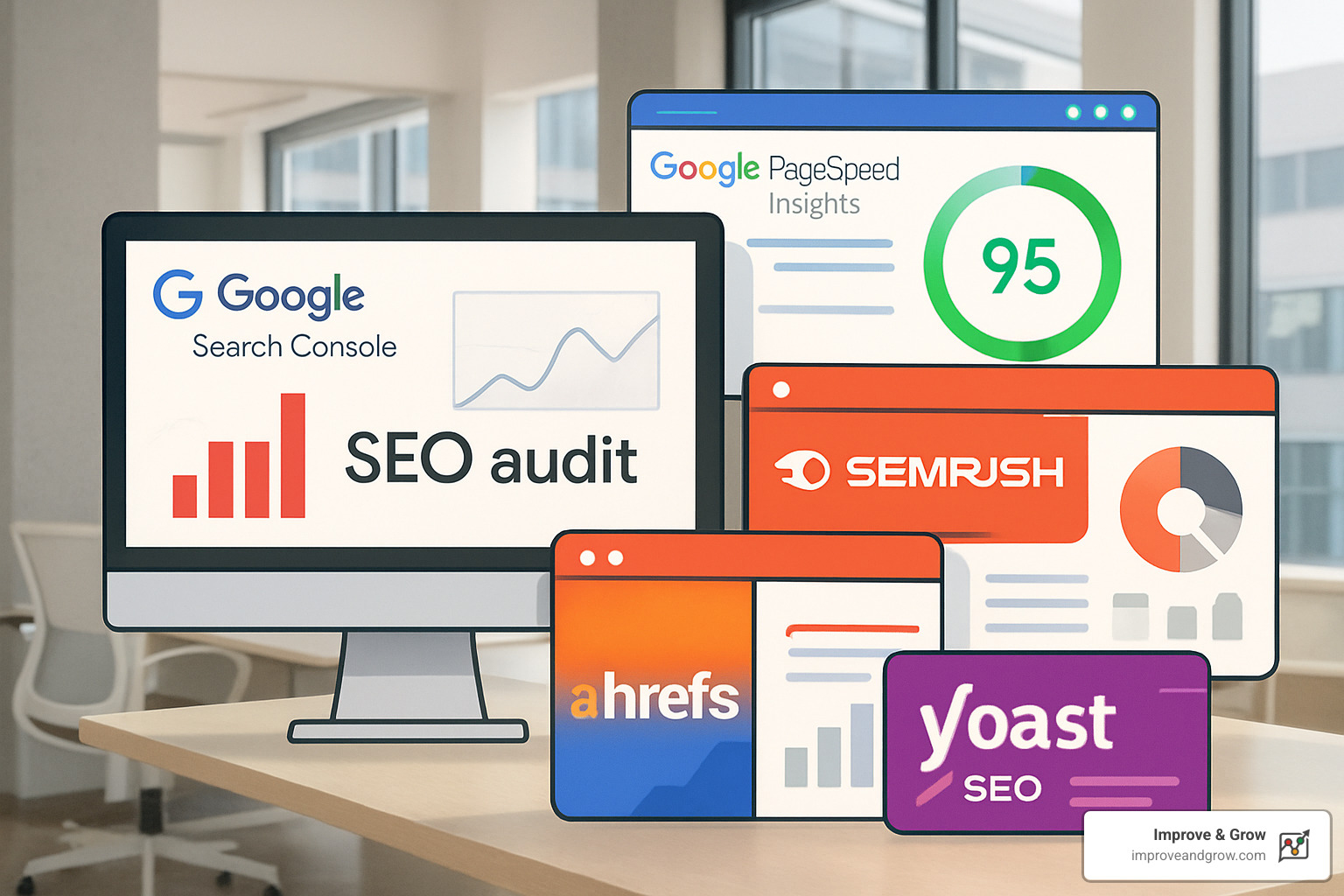 SEO audit tools collage - On-page SEO optimization